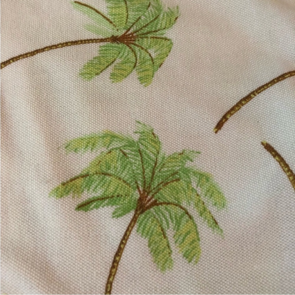 CB Casual polo shirt tropical white green palm trees button placket short sleeve - Picture 3 of 6